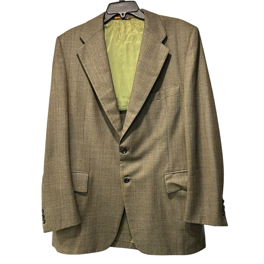 Botany 500 VTG Blazer Sport Coat Men 43 Long Green Virgin Wool Union USA Classic